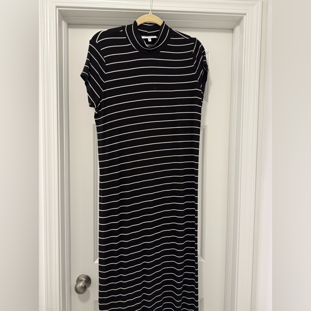 Motherhood Maternity Black and White Striped Midi Dress